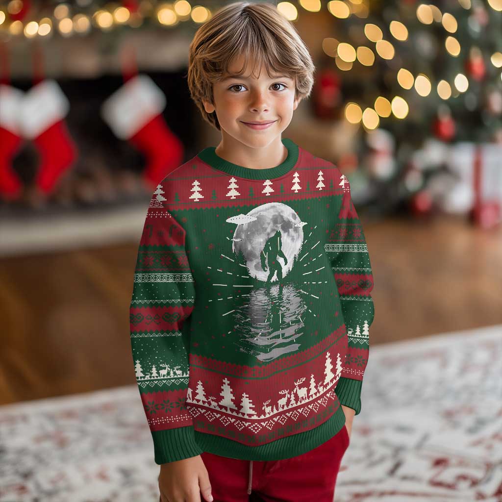 Bigfoot Ugly Christmas Sweater Sasquatch Under The Moon Cryptid TS02 Christmas Print Your Wear