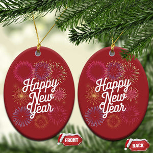 Happy New Year 2025 Christmas Ornament Fireworks Party Supplies Family Matching TS02 Oval Red Print Your Wear