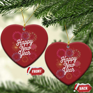 Happy New Year 2025 Christmas Ornament Fireworks Party Supplies Family Matching TS02 Heart Red Print Your Wear