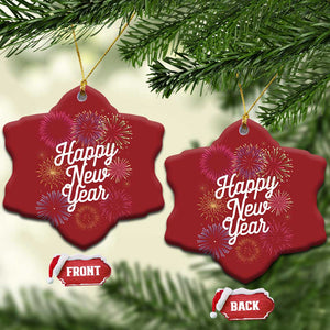 Happy New Year 2025 Christmas Ornament Fireworks Party Supplies Family Matching TS02 Snow Flake Red Print Your Wear