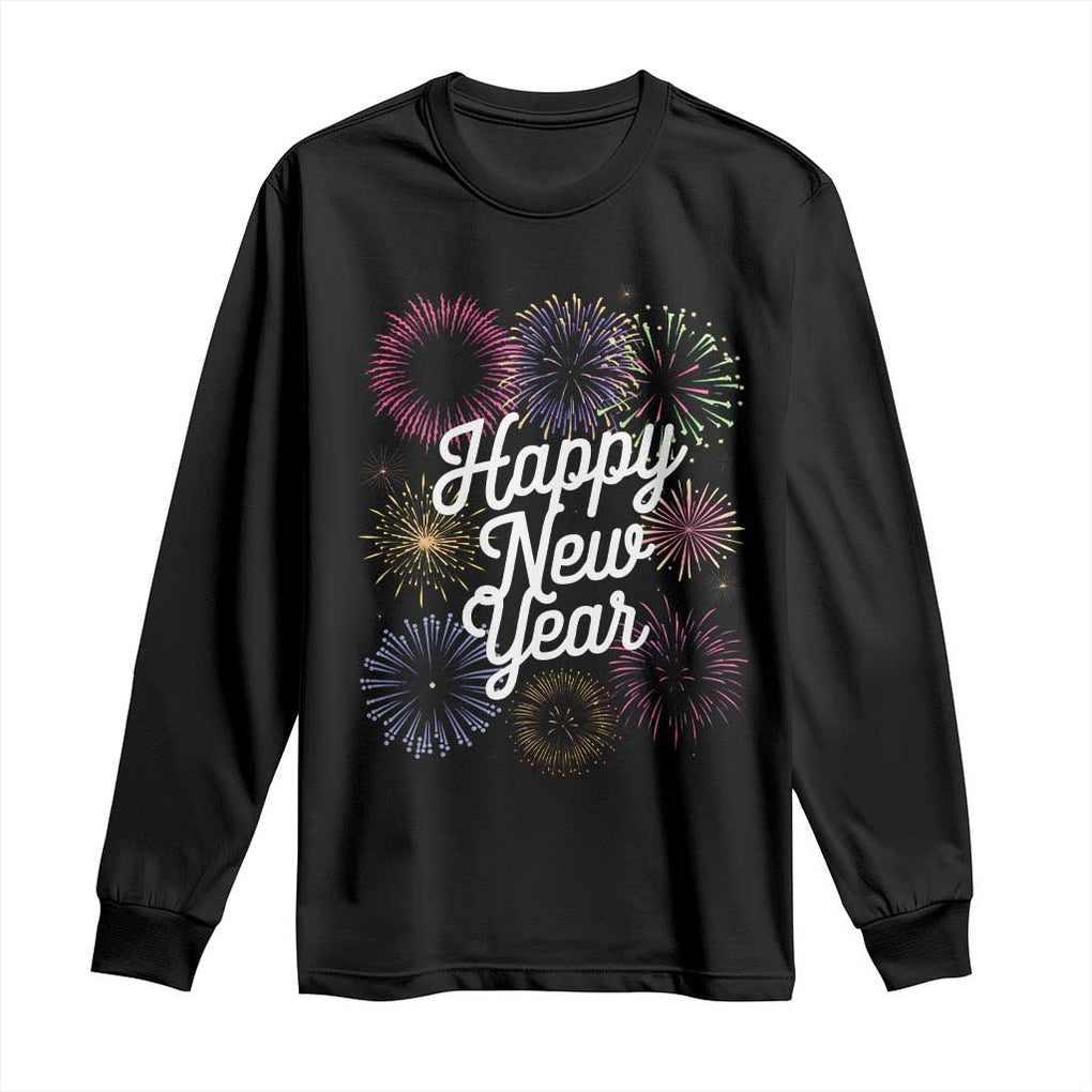 Happy New Year 2025 Long Sleeve Shirt Fireworks Party Supplies Family Matching TS02 Black Print Your Wear