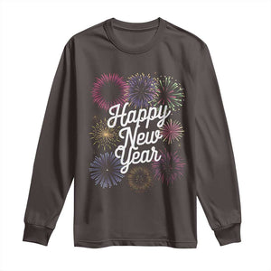 Happy New Year 2025 Long Sleeve Shirt Fireworks Party Supplies Family Matching TS02 Dark Chocolate Print Your Wear