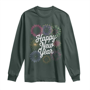 Happy New Year 2025 Long Sleeve Shirt Fireworks Party Supplies Family Matching TS02 Dark Forest Green Print Your Wear