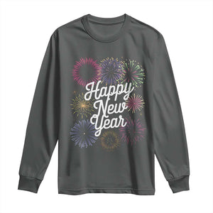 Happy New Year 2025 Long Sleeve Shirt Fireworks Party Supplies Family Matching TS02 Dark Heather Print Your Wear