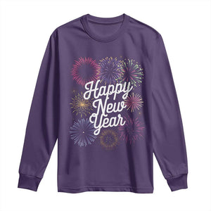 Happy New Year 2025 Long Sleeve Shirt Fireworks Party Supplies Family Matching TS02 Purple Print Your Wear