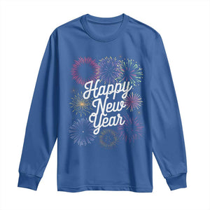 Happy New Year 2025 Long Sleeve Shirt Fireworks Party Supplies Family Matching TS02 Royal Blue Print Your Wear