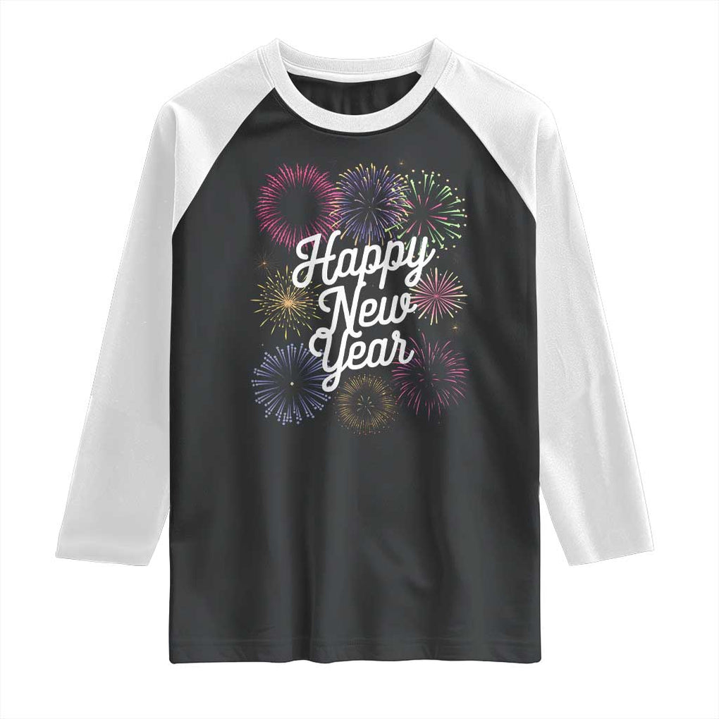 Happy New Year 2025 Raglan Shirt Fireworks Party Supplies Family Matching TS02 Black White Print Your Wear