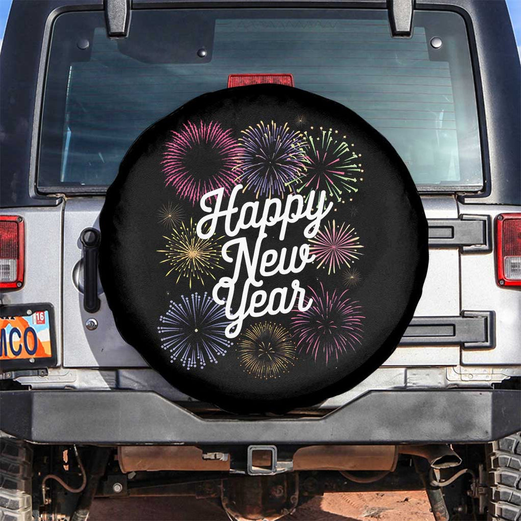 Happy New Year 2025 Spare Tire Cover Fireworks Party Supplies Family Matching TS02 No hole Black Print Your Wear