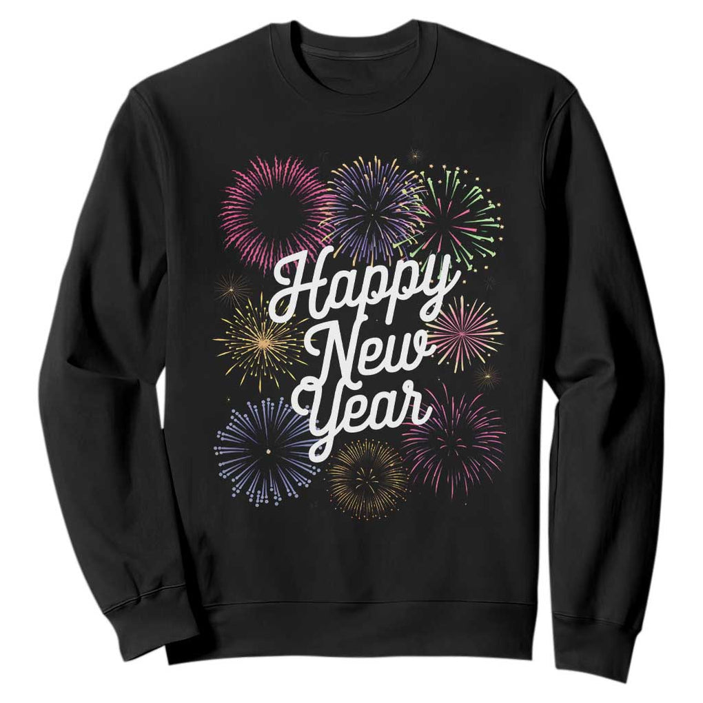 Happy New Year 2025 Sweatshirt Fireworks Party Supplies Family Matching TS02 Black Print Your Wear