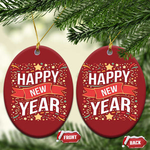 Happy New Year 2025 Christmas Ornament Confetti Fireworks Party Supplies Family Matching TS02 Oval Red Print Your Wear