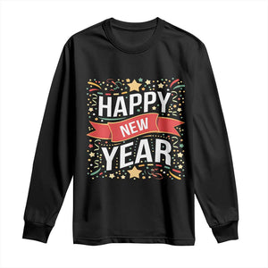 Happy New Year 2025 Long Sleeve Shirt Confetti Fireworks Party Supplies Family Matching TS02 Black Print Your Wear