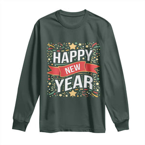 Happy New Year 2025 Long Sleeve Shirt Confetti Fireworks Party Supplies Family Matching TS02 Dark Forest Green Print Your Wear