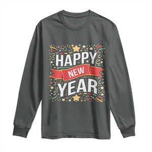 Happy New Year 2025 Long Sleeve Shirt Confetti Fireworks Party Supplies Family Matching TS02 Dark Heather Print Your Wear