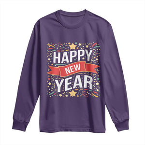 Happy New Year 2025 Long Sleeve Shirt Confetti Fireworks Party Supplies Family Matching TS02 Purple Print Your Wear