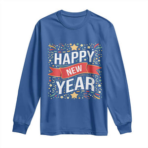 Happy New Year 2025 Long Sleeve Shirt Confetti Fireworks Party Supplies Family Matching TS02 Royal Blue Print Your Wear