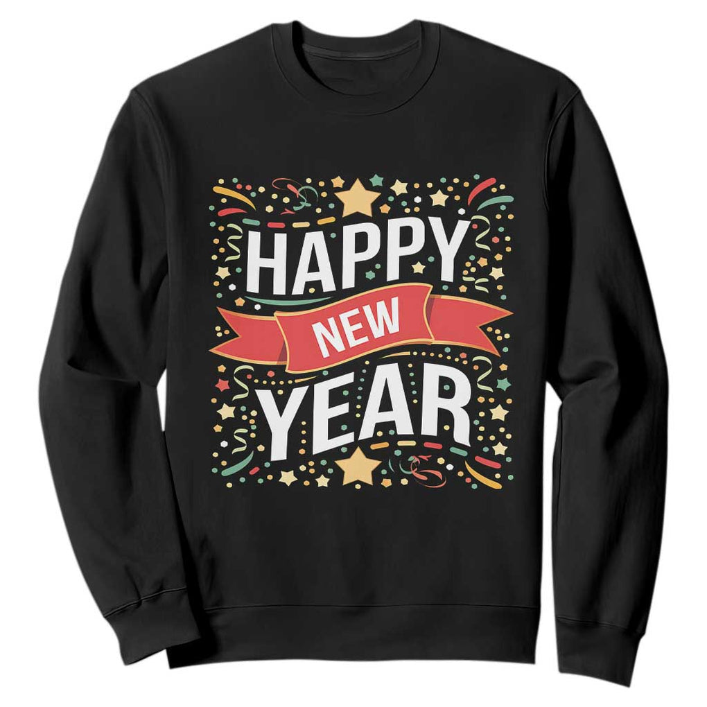Happy New Year 2025 Sweatshirt Confetti Fireworks Party Supplies Family Matching TS02 Black Print Your Wear