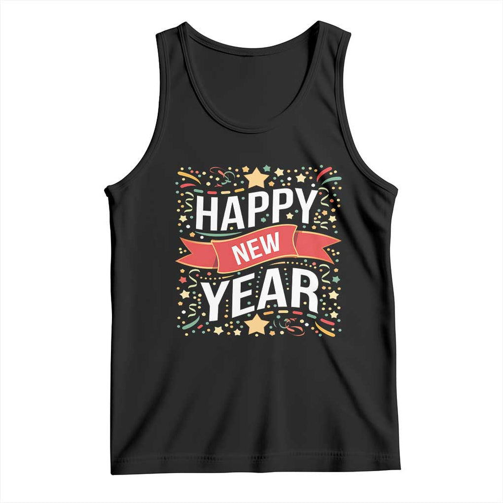 Happy New Year 2025 Tank Top Confetti Fireworks Party Supplies Family Matching TS02 Black Print Your Wear