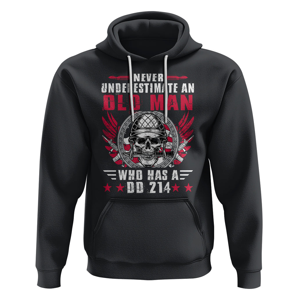 Soldier Skull Hoodie Never Underestimate An Old Man Who Has A DD214 TS02 Black Printyourwear