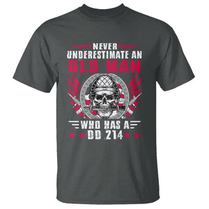 Soldier Skull T Shirt Never Underestimate An Old Man Who Has A DD214 TS02 Dark Heather Printyourwear