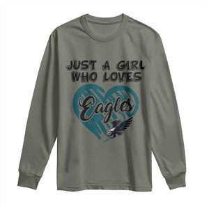 A Girl Who Loves Eagle Long Sleeve Shirt TS02 Military Green Print Your Wear