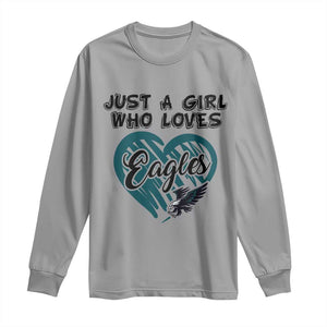 A Girl Who Loves Eagle Long Sleeve Shirt TS02 Sport Gray Print Your Wear