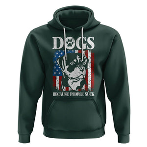 Funny Labrador Hoodie Dogs Because People Suck Lab Lover American Flag TS02 Dark Forest Green Printyourwear