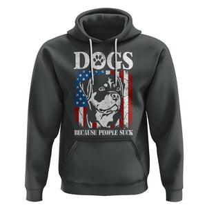 Funny Labrador Hoodie Dogs Because People Suck Lab Lover American Flag TS02 Dark Heather Printyourwear