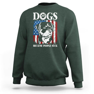 Funny Labrador Sweatshirt Dogs Because People Suck Lab Lover American Flag TS02 Dark Forest Green Printyourwear