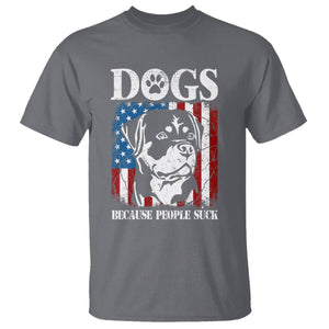 Funny Labrador T Shirt Dogs Because People Suck Lab Lover American Flag TS02 Charcoal Printyourwear