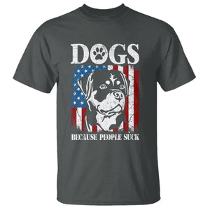 Funny Labrador T Shirt Dogs Because People Suck Lab Lover American Flag TS02 Dark Heather Printyourwear