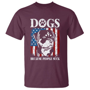 Funny Labrador T Shirt Dogs Because People Suck Lab Lover American Flag TS02 Maroon Printyourwear