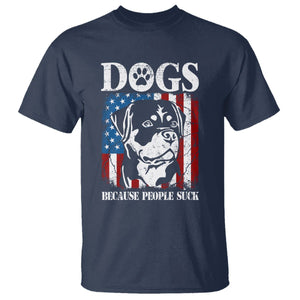 Funny Labrador T Shirt Dogs Because People Suck Lab Lover American Flag TS02 Navy Printyourwear