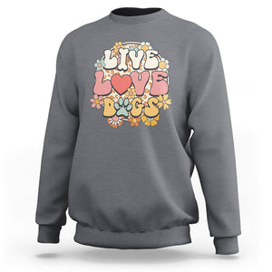 Dog Lover Sweatshirt Live Love Dogs Retro Groovy TS02 Charcoal Printyourwear