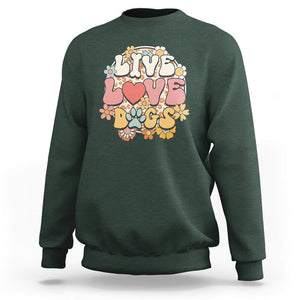 Dog Lover Sweatshirt Live Love Dogs Retro Groovy TS02 Dark Forest Green Printyourwear