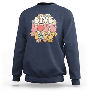 Dog Lover Sweatshirt Live Love Dogs Retro Groovy TS02 Navy Printyourwear