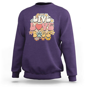 Dog Lover Sweatshirt Live Love Dogs Retro Groovy TS02 Purple Printyourwear