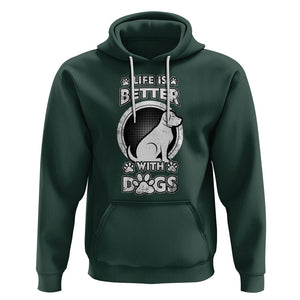 Dog Lover Hoodie Life Is Better With Dogs Paw Print Beagle Silhoutte TS02 Dark Forest Green Printyourwear