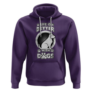 Dog Lover Hoodie Life Is Better With Dogs Paw Print Beagle Silhoutte TS02 Purple Printyourwear