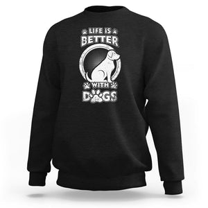 Dog Lover Sweatshirt Life Is Better With Dogs Paw Print Beagle Silhoutte TS02 Black Printyourwear