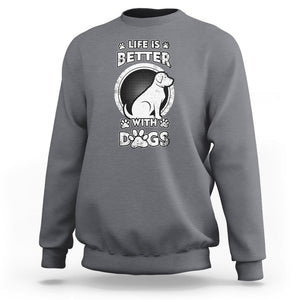 Dog Lover Sweatshirt Life Is Better With Dogs Paw Print Beagle Silhoutte TS02 Charcoal Printyourwear