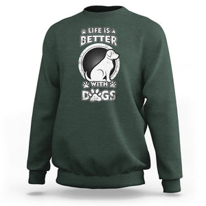 Dog Lover Sweatshirt Life Is Better With Dogs Paw Print Beagle Silhoutte TS02 Dark Forest Green Printyourwear