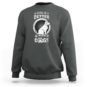 Dog Lover Sweatshirt Life Is Better With Dogs Paw Print Beagle Silhoutte TS02 Dark Heather Printyourwear