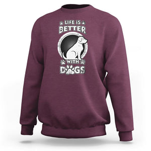 Dog Lover Sweatshirt Life Is Better With Dogs Paw Print Beagle Silhoutte TS02 Maroon Printyourwear