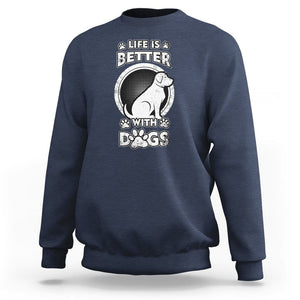 Dog Lover Sweatshirt Life Is Better With Dogs Paw Print Beagle Silhoutte TS02 Navy Printyourwear