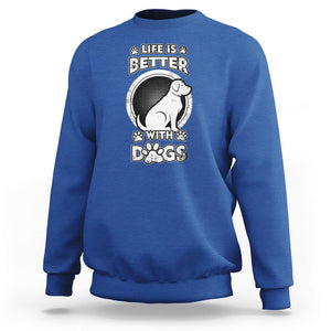 Dog Lover Sweatshirt Life Is Better With Dogs Paw Print Beagle Silhoutte TS02 Royal Blue Printyourwear