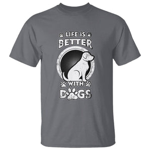 Dog Lover T Shirt Life Is Better With Dogs Paw Print Beagle Silhoutte TS02 Charcoal Printyourwear