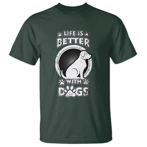 Dog Lover T Shirt Life Is Better With Dogs Paw Print Beagle Silhoutte TS02 Dark Forest Green Printyourwear