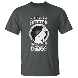 Dog Lover T Shirt Life Is Better With Dogs Paw Print Beagle Silhoutte TS02 Dark Heather Printyourwear