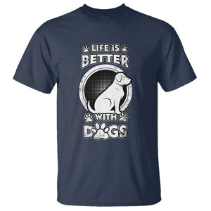 Dog Lover T Shirt Life Is Better With Dogs Paw Print Beagle Silhoutte TS02 Navy Printyourwear