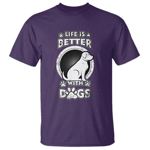 Dog Lover T Shirt Life Is Better With Dogs Paw Print Beagle Silhoutte TS02 Purple Printyourwear